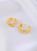 Triple Radiance Hoop Earrings (Yellow Gold) EAR002241 - Image 3