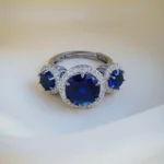 Triple Stone Blue Ring (Antique Silver) RING00939