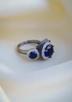 Triple Stone Blue Ring (Antique Silver) RING00939 - Image 2