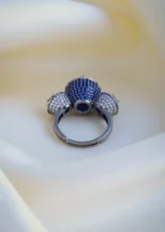 Triple Stone Blue Ring (Antique Silver) RING00939 - Image 3