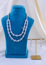 Twin Heart Radiance AD Necklace Set (Silver) NEC002266