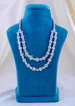 Twin Heart Radiance AD Necklace Set (Silver) NEC002266 - Image 2