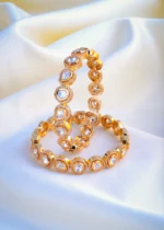 Uncut Polki Fusion Bangles (Yellow Gold) BAN001071