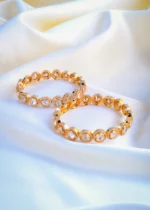 Uncut Polki Fusion Bangles (Yellow Gold) BAN001071 - Image 3