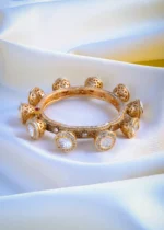 Uncut Polki Fusion Pacheli Bangle (Antique Gold) BRA001064 - Image 2