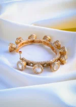 Uncut Polki Fusion Pacheli Bangle (Antique Gold) BRA001064 - Image 3