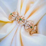 Uncut Polki Green Openable Single Kada (Yellow Gold) BRA001057