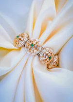 Uncut Polki Green Openable Single Kada (Yellow Gold) BRA001057