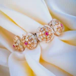 Uncut Polki Red Openable Single Kada (Yellow Gold) BRA001058