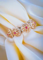 Uncut Polki Red Openable Single Kada (Yellow Gold) BRA001058