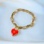 Valentino Heart Lock Openable Charm Bracelet (Antique Gold) BRA001327