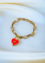 Valentino Heart Lock Openable Charm Bracelet (Antique Gold) BRA001327