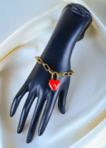 Valentino Heart Lock Openable Charm Bracelet (Antique Gold) BRA001327 - Image 2