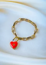 Valentino Heart Lock Openable Charm Bracelet (Antique Gold) BRA001327 - Image 3