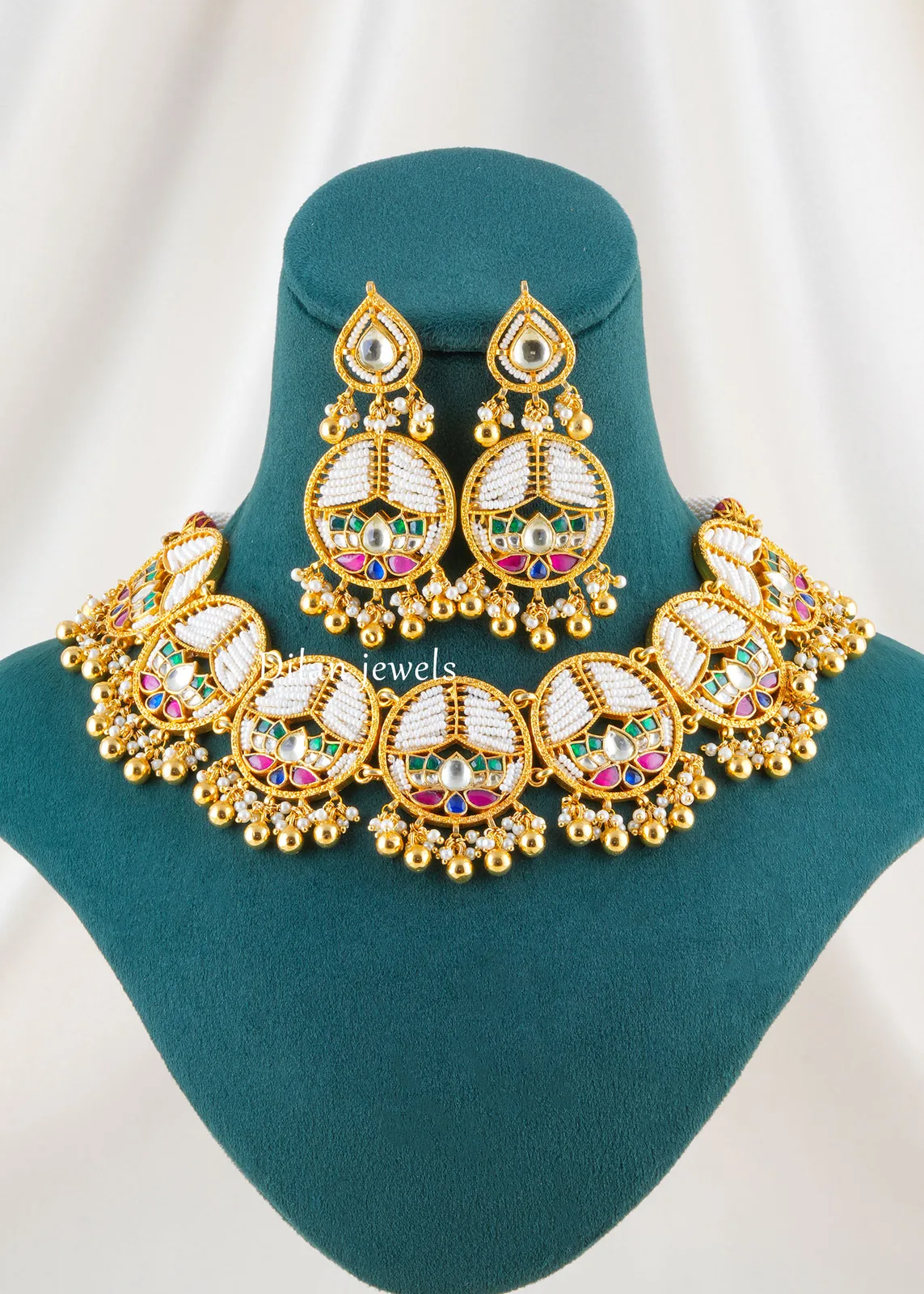 Vasundhara-Beaded-Necklace-Set-Yellow-Gold-NEC002718 Vasundhara Beaded Necklace Set (Yellow Gold) NEC002718 - Image 1