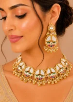 Vasundhara Beaded Necklace Set (Yellow Gold) NEC002718 - Image 4