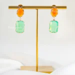Vibrant Dual-Tone Gemstone Drop Earrings (Yellow Gold) EAR002466