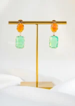 Vibrant Dual-Tone Gemstone Drop Earrings (Yellow Gold) EAR002466