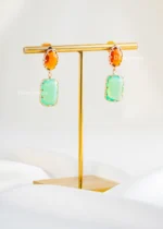 Vibrant Dual-Tone Gemstone Drop Earrings (Yellow Gold) EAR002466 - Image 2