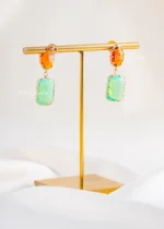 Vibrant Dual-Tone Gemstone Drop Earrings (Yellow Gold) EAR002466 - Image 3