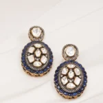 Victorian Polki Blue Earrings (Victorian Gold) EAR000608