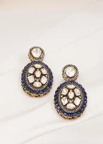 Victorian Polki Blue Earrings (Victorian Gold) EAR000608