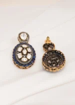 Victorian Polki Blue Earrings (Victorian Gold) EAR000608 - Image 2