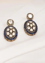 Victorian Polki Blue Earrings (Victorian Gold) EAR000608 - Image 3