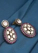 Victorian Polki Ruby Earrings (Victorian Gold) EAR000637 - Image 2