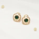 White Enamel Stud Earrings (Yellow Gold) EAR000546