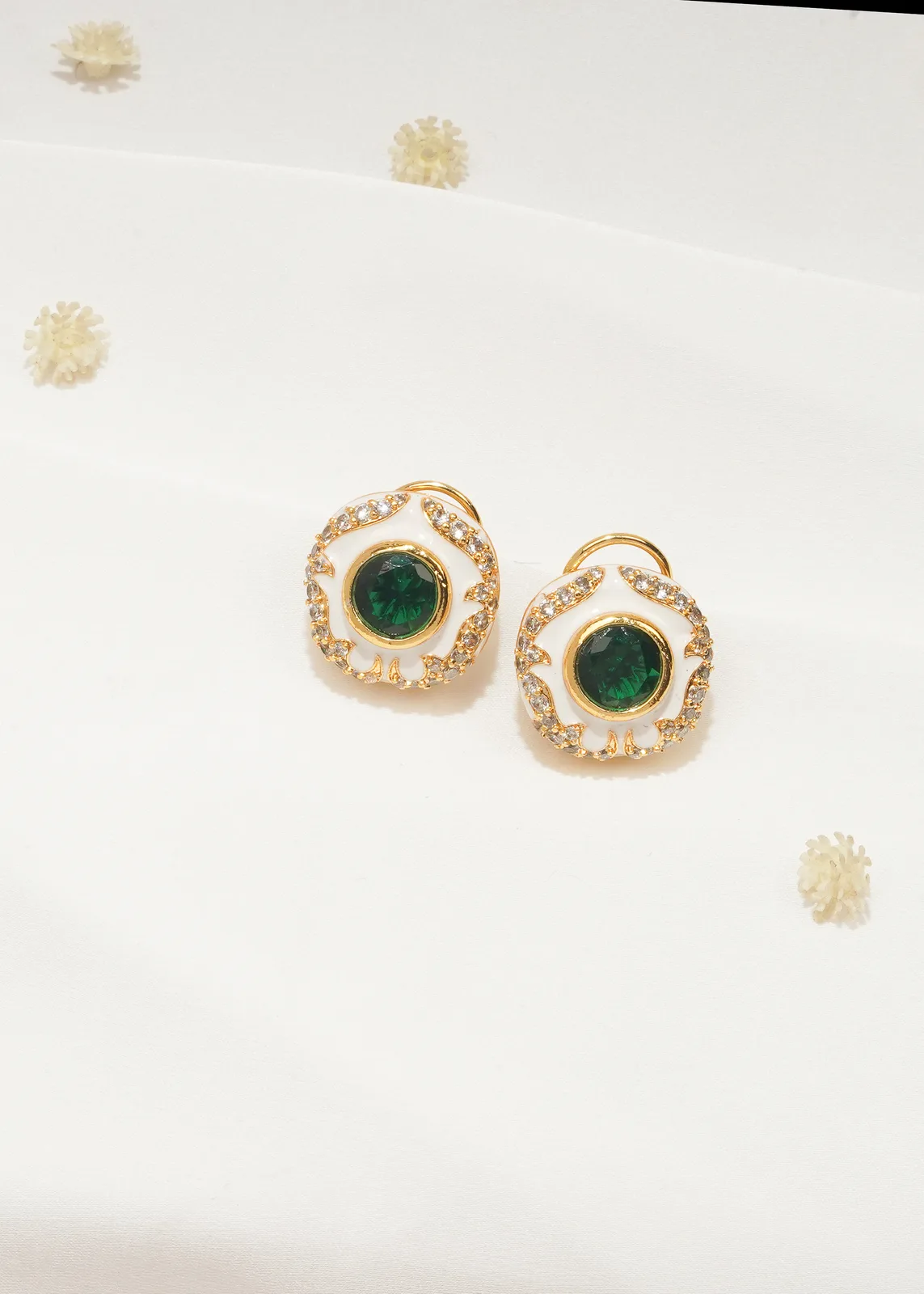 White-Enamel-Stud-Earrings-Yellow-Gold-EAR000546a White Enamel Stud Earrings (Yellow Gold) EAR000546 - Image 1