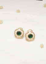 White Enamel Stud Earrings (Yellow Gold) EAR000546 - Image 2