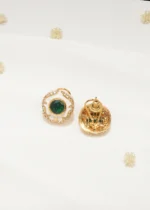 White Enamel Stud Earrings (Yellow Gold) EAR000546 - Image 4