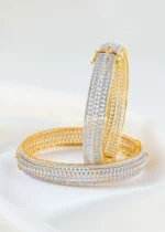 White Gold Plated Diamond Bangles- BAN002728 - Image 2