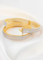 White Gold Plated Diamond Bangles- BAN002728 - Image 3