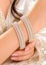 White Gold Plated Diamond Bangles- BAN002728 - Image 4