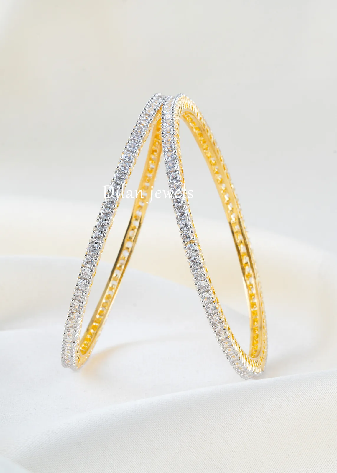 White-Gold-Plated-Diamond-Bangles-BAN002729 White Gold Plated Diamond Bangles- BAN002729 - Image 1