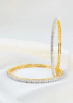 White Gold Plated Diamond Bangles- BAN002729 - Image 2