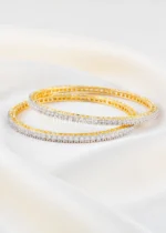 White Gold Plated Diamond Bangles- BAN002729 - Image 3
