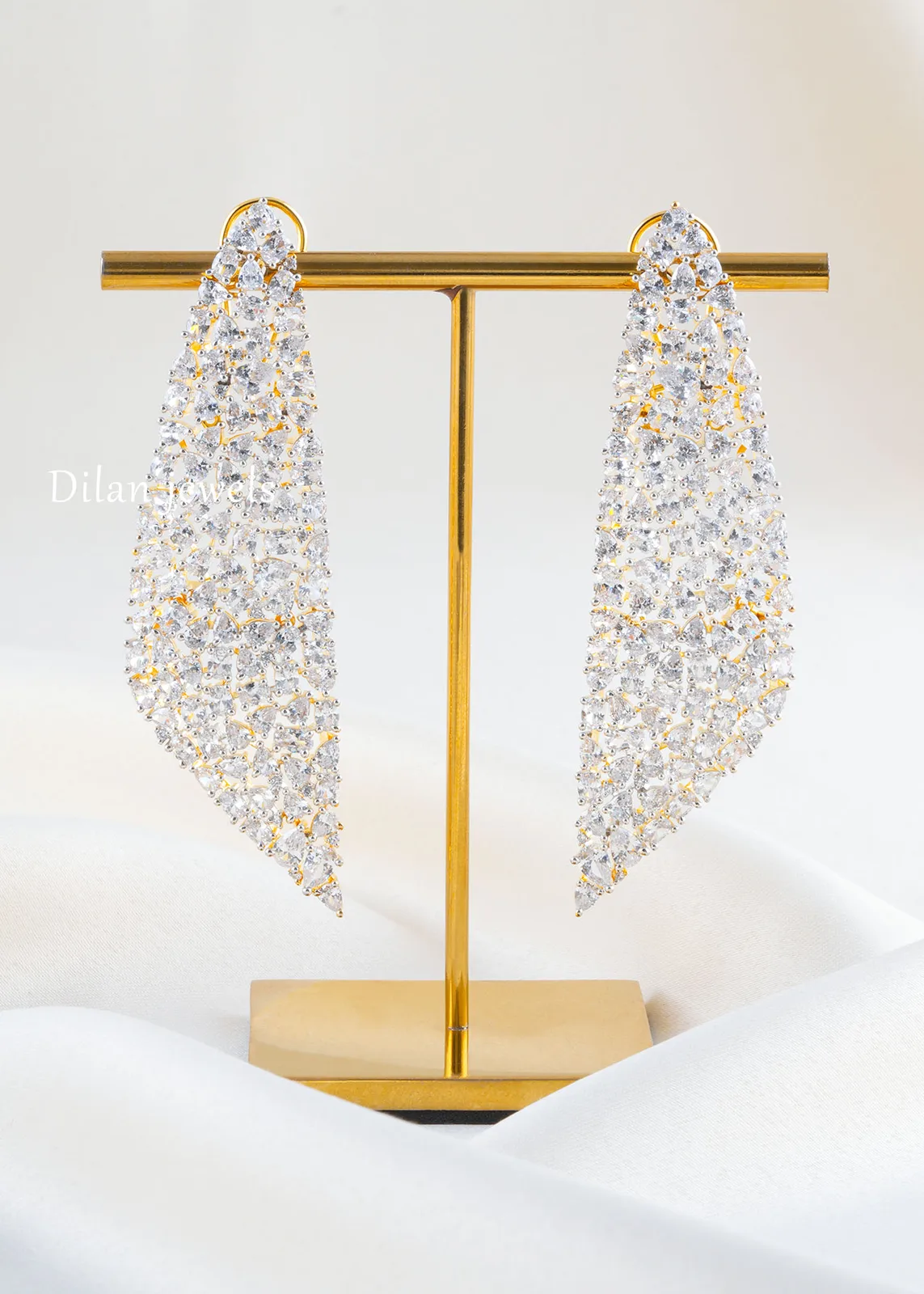 White-Gold-Plated-Diamond-Earrings-EAR002748 White Gold Plated Diamond Earrings- EAR002748 - Image 1