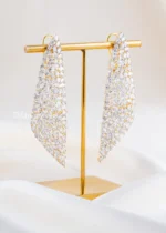 White Gold Plated Diamond Earrings- EAR002748 - Image 2