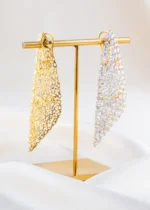 White Gold Plated Diamond Earrings- EAR002748 - Image 3