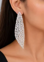 White Gold Plated Diamond Earrings- EAR002748 - Image 4