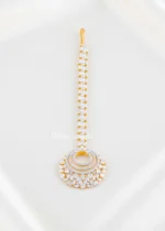 White Gold Plated Diamond Maangtika- ACC002808 - Image 2