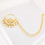 White Gold Plated Kundan Nath- NATH02819
