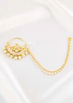 White Gold Plated Kundan Nath- NATH02819