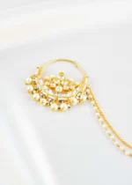 White Gold Plated Kundan Nath- NATH02819 - Image 2
