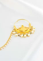 White Gold Plated Kundan Nath- NATH02819 - Image 3
