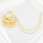 White Gold Plated Kundan Nath- NATH02820