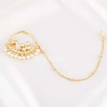 White Gold Plated Kundan Nath- NATH02821